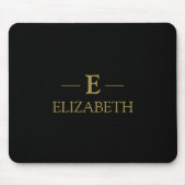 ブラック&金ゴールドモノグラムマウスパッド – デスクアクセサリ マウスパッド (正面)