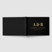 ブラック&金ゴールドモノグラムミニマシンプルリスト結婚ズ ゲストブック (全面)