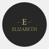 ブラック&金ゴールドモノグラムラウンドステッカー ラウンドシール (正面)