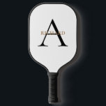 ブラック&金ゴールドモノグラム ピックルボールラケット<br><div class="desc">カスタム金ゴールドブラック&モノグラムピックボールパドル。</div>