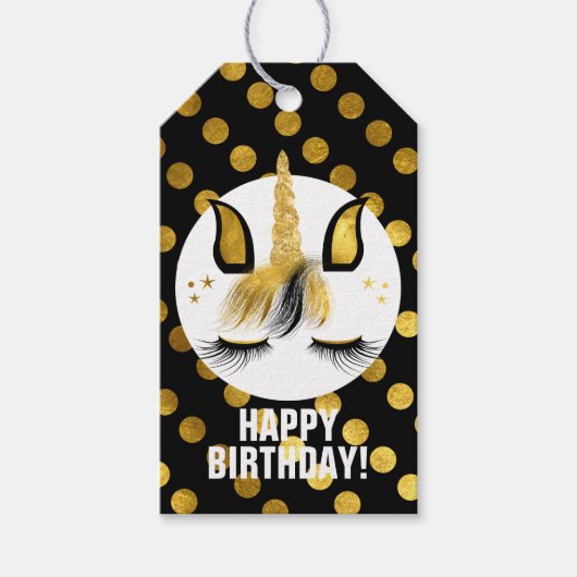 ブラック&金ゴールドユニコーン ギフトタグ (正面)