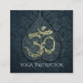 ブラック&金ゴールドヨガインストラクターボディリーフOMシンボル スクエア名刺 (正面)