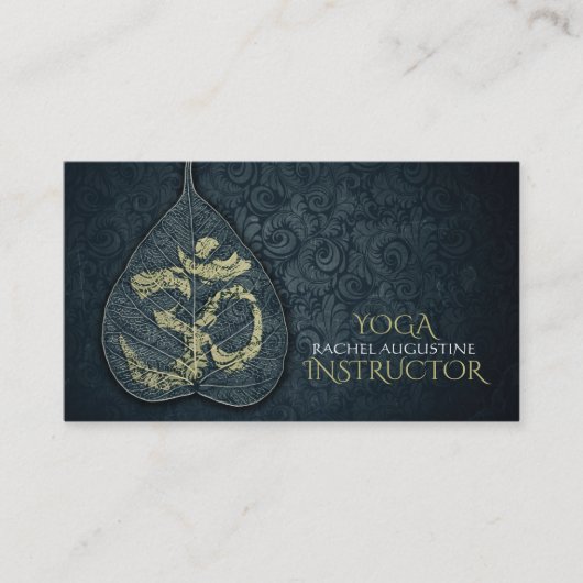 ブラック&金ゴールドヨガインストラクターボディリーフOMシンボル 名刺 (正面)
