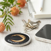 ブラック&金ゴールドヨガスタジオマッサージセラピーZEN Sign キーホルダー (側面)