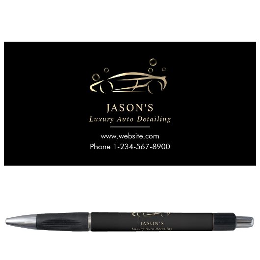 ブラック&金ゴールドラグジュアリーオートディテールカークリーニング ボールペン