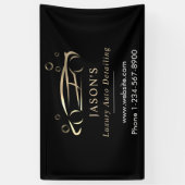 ブラック&金ゴールドラグジュアリーオートディテールカークリーニング 横断幕 (縦)