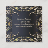 ブラック&金ゴールドラグジュアリーシックバロックのビジネス名 スクエア名刺 (裏面)