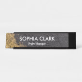 ブラック&金ゴールドラグジュアリーテモダンクスチャゴールデンカスタム デスクネームプレート (正面)