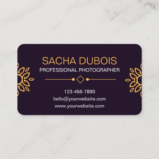 ブラック&金ゴールドラグジュアリー写真用名刺 名刺 (裏面)