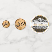 ブラック&金ゴールドラグジュアリー50パーソナライズされたと素晴らしい コンフェッティ (正面)