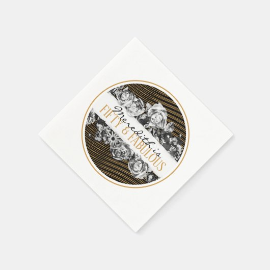 ブラック&金ゴールドラグジュアリー50パーソナライズされたと素晴らしい スタンダードカクテルナプキン (角)