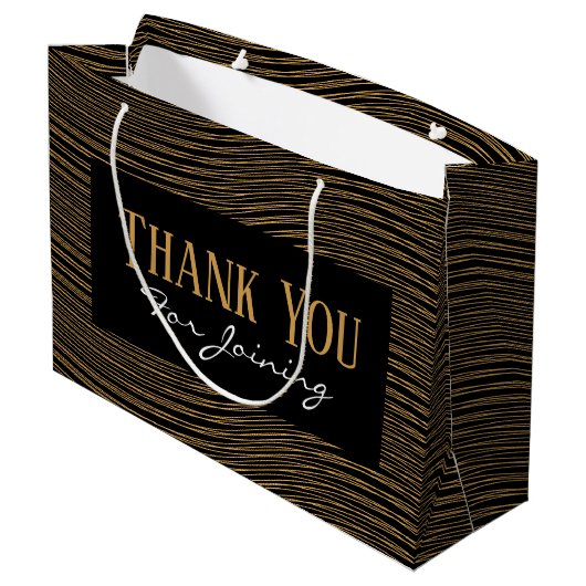 ブラック&金ゴールドラグジュアリー50パーソナライズされたと素晴らしい ラージペーパーバッグ (裏面アングル)