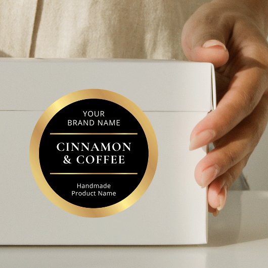 ブラック&金ゴールドラックスハンドメイド製品の香り名 ラウンドシール