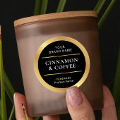 ブラック&金ゴールドラックスハンドメイド製品の香り名 ラウンドシール