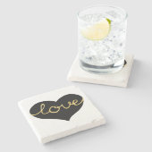 ブラック&金ゴールドラブハートストーンコースター ストーンコースター (横)
