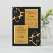 ブラック&金ゴールドリタイアパーティの招待状 招待状 (スタンド正面)