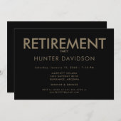 ブラック&金ゴールドリタイアメントパーティー 招待状 (正面/裏面)
