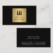 ブラック/金ゴールドリップスティックTrioメイクアップアーティスト用ロゴ 名刺 (正面/裏面)