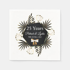 ブラック&金ゴールドリービー25周年記念 – 私はまだ行う スタンダードカクテルナプキン