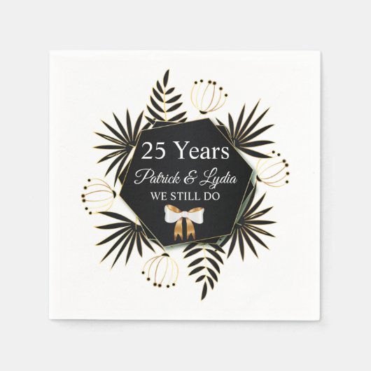 ブラック&金ゴールドリービー25周年記念 – 私はまだ行う スタンダードカクテルナプキン (正面)