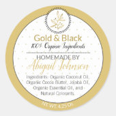 ブラック&金ゴールドリーフホームメイドスクラブ&体バター ラウンドシール (正面)