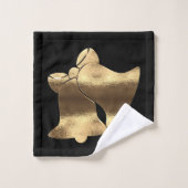 ブラック&金ゴールドルッククリスマスベルエレガントズ バスタオルセット (ウォッシュタオル)