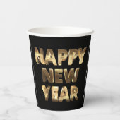 ブラック&金ゴールドレタリングハッピーニューイヤー 紙コップ (裏面)