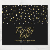 ブラック&金ゴールドレタリング21th誕生日パーティービアボー ビールラベル (シングルラベル)