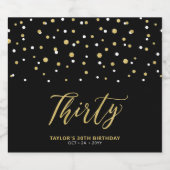 ブラック&金ゴールドレタリング30歳のパーティー ビールラベル (シングルラベル)