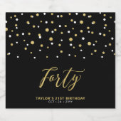 ブラック&金ゴールドレタリング440th誕生日パーティー ビールラベル (シングルラベル)