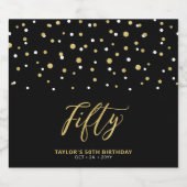 ブラック&金ゴールドレタリング50thバースデーパーティー ビールラベル (シングルラベル)