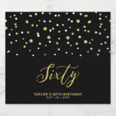 ブラック&金ゴールドレタリング60thバースデーパーティー ビールラベル (シングルラベル)