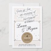 ブラック&金ゴールドレトロギャツビー結婚式招待状 招待状 (正面)