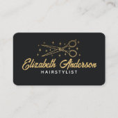 ブラック&金ゴールドレトロタイポグラフィヘアスタイリスト 名刺 (正面)