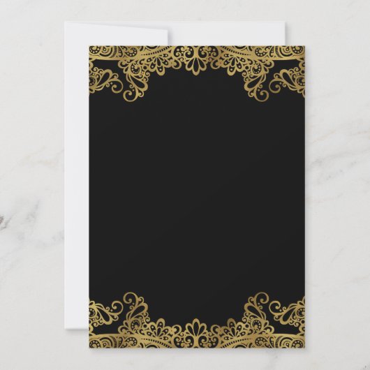 ブラック&金ゴールドレースキエレガントンセアニラパーティー 招待状 (裏面)