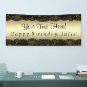 ブラック&金ゴールドレース誕生日パーティー 横断幕 (トレードショー)