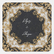 ブラック&金ゴールドロコフレーム結婚ズステッカー