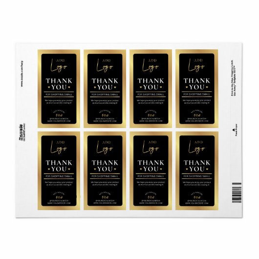 ブラック&金ゴールドロゴのご注文ありがとうございます ラベル (フルシート)