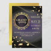 ブラック&金ゴールドロゴグランドオープニング招待状 招待状 (正面/裏面)