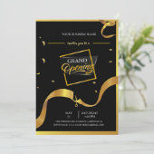 ブラック&金ゴールドロゴグランドオープニング招待状 招待状 (スタンド正面)