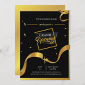 ブラック&金ゴールドロゴグランドオープニング招待状 招待状 (正面/裏面)