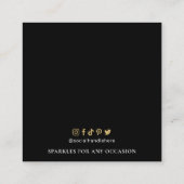 ブラック&金ゴールドロゴモダンイヤリングネックレスディスプレイ スクエア名刺 (裏面)