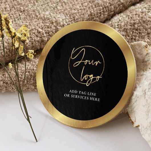 ブラック&金ゴールドロゴモダン企業のイベントブランド ラウンドペーパーコースター