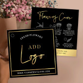 ブラック&金ゴールドロゴ気にフラワーガイドつるラベル