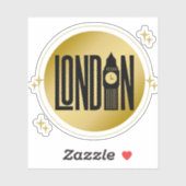 ブラック&金ゴールドロンドンスカイラインレトロシティプライド シール (シート)