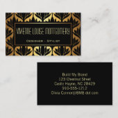 ブラック&金ゴールドロータスモダンパタン名刺 名刺 (正面/裏面)