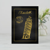 ブラック&金ゴールドワイタリアンインブライダルシャワーシャルボード 箔招待状 (立ち正面)