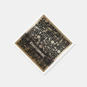 ブラック&金ゴールドワークショップツールナプキン スタンダードカクテルナプキン (角)