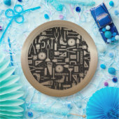 ブラック&金ゴールドワークショップツール紙プレート ペーパープレート (パーティー)