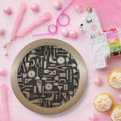 ブラック&金ゴールドワークショップツール紙プレート ペーパープレート (パーティー)